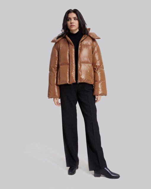 Duck Down Cropped Puffer Jacket - Caramel, XL image