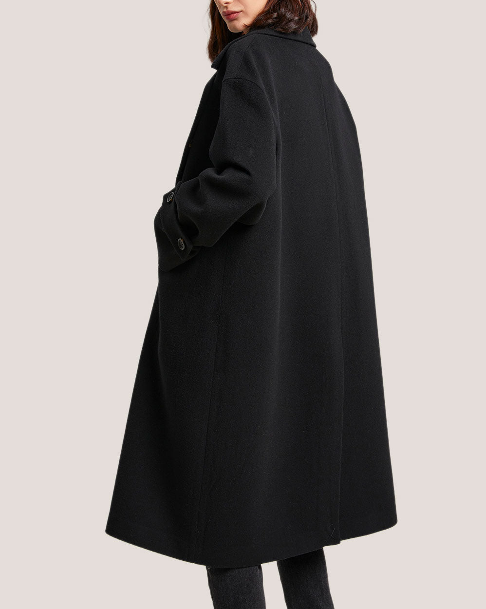 Buttoned Pocket Front Midi Wool Coat image 2