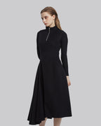 Black Asymmetric Wool Dress image 1