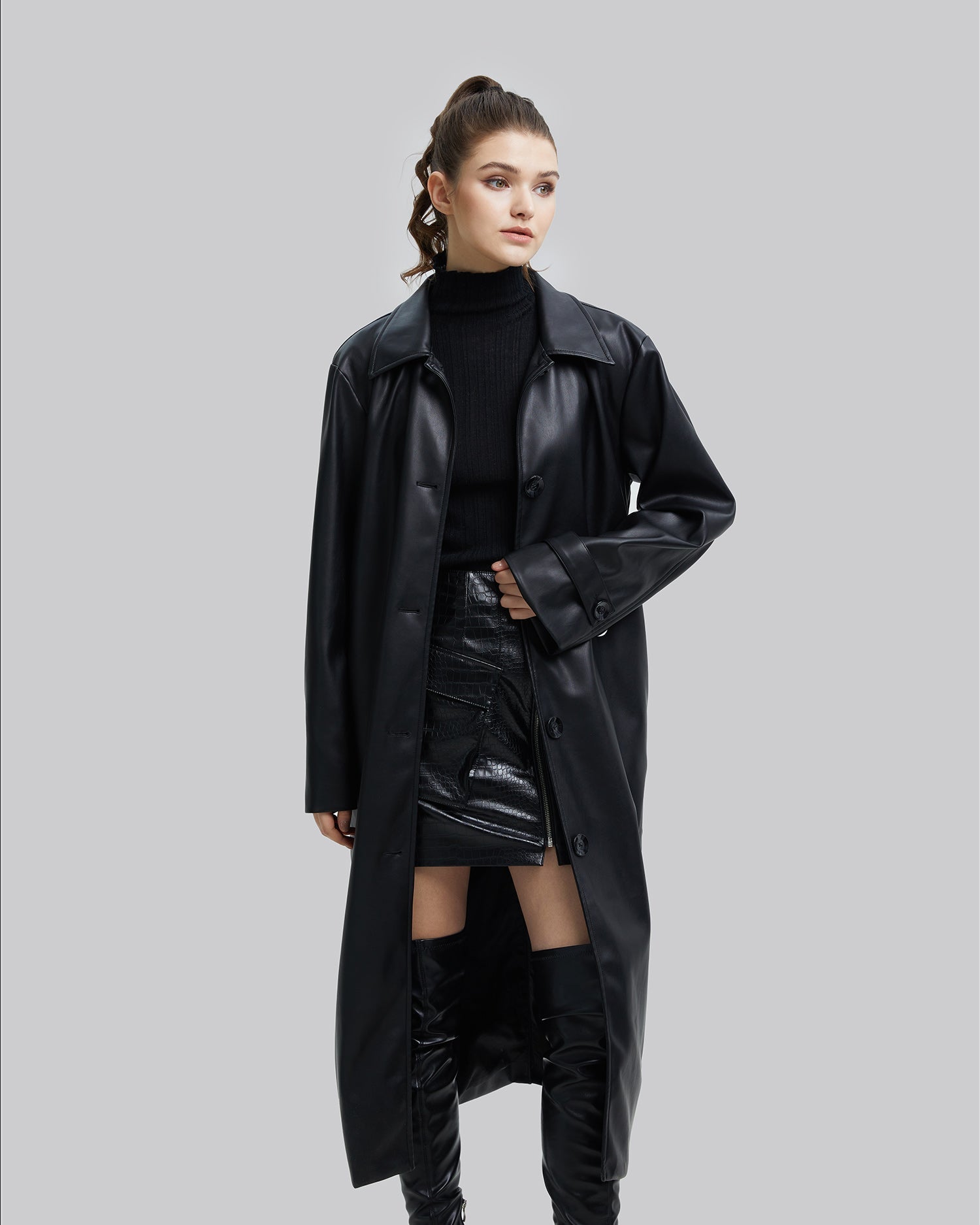 Faux-Leather Long-Coat image 2
