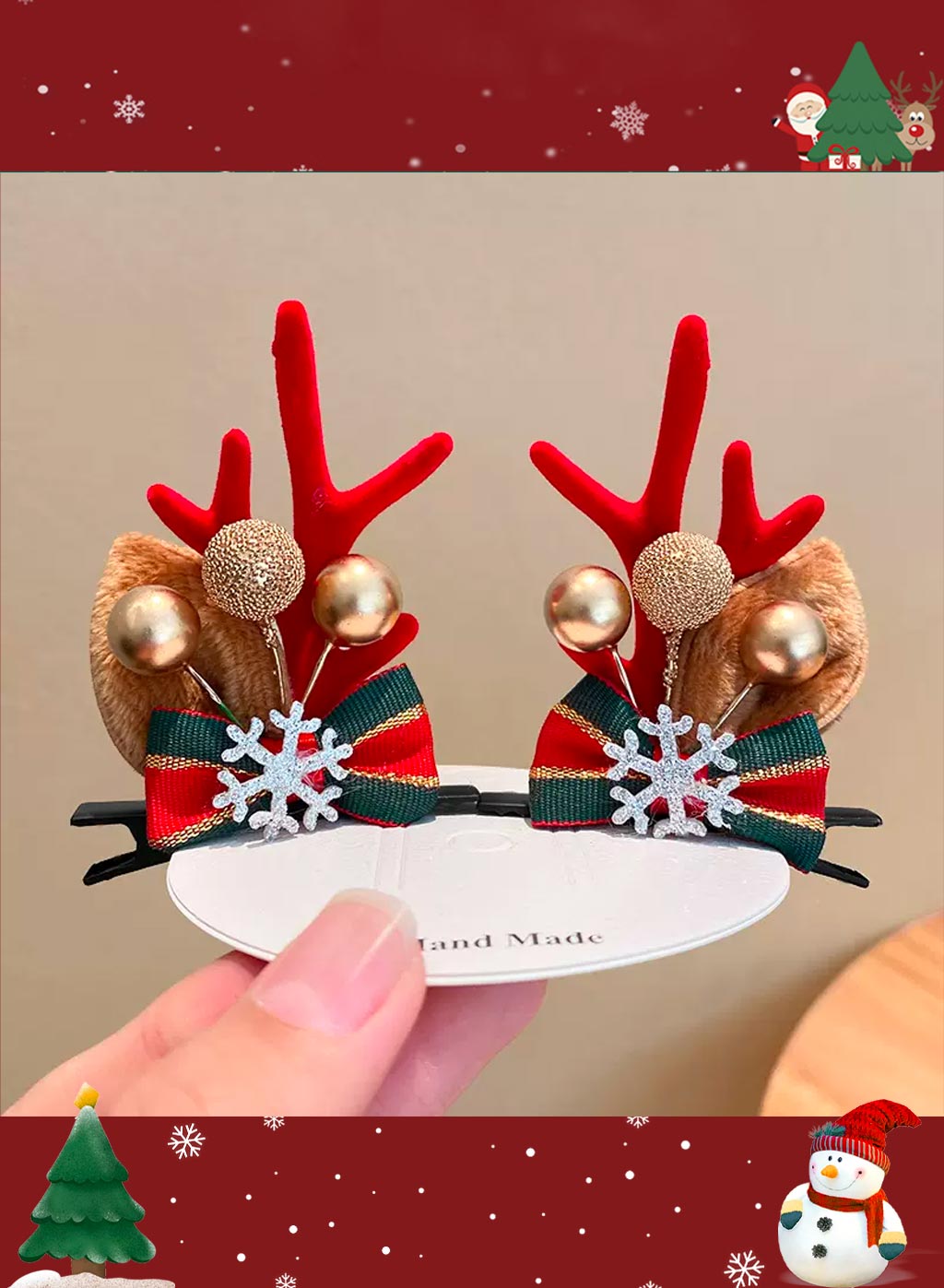 Special Christmas moose headdress - Coral Red, OS image