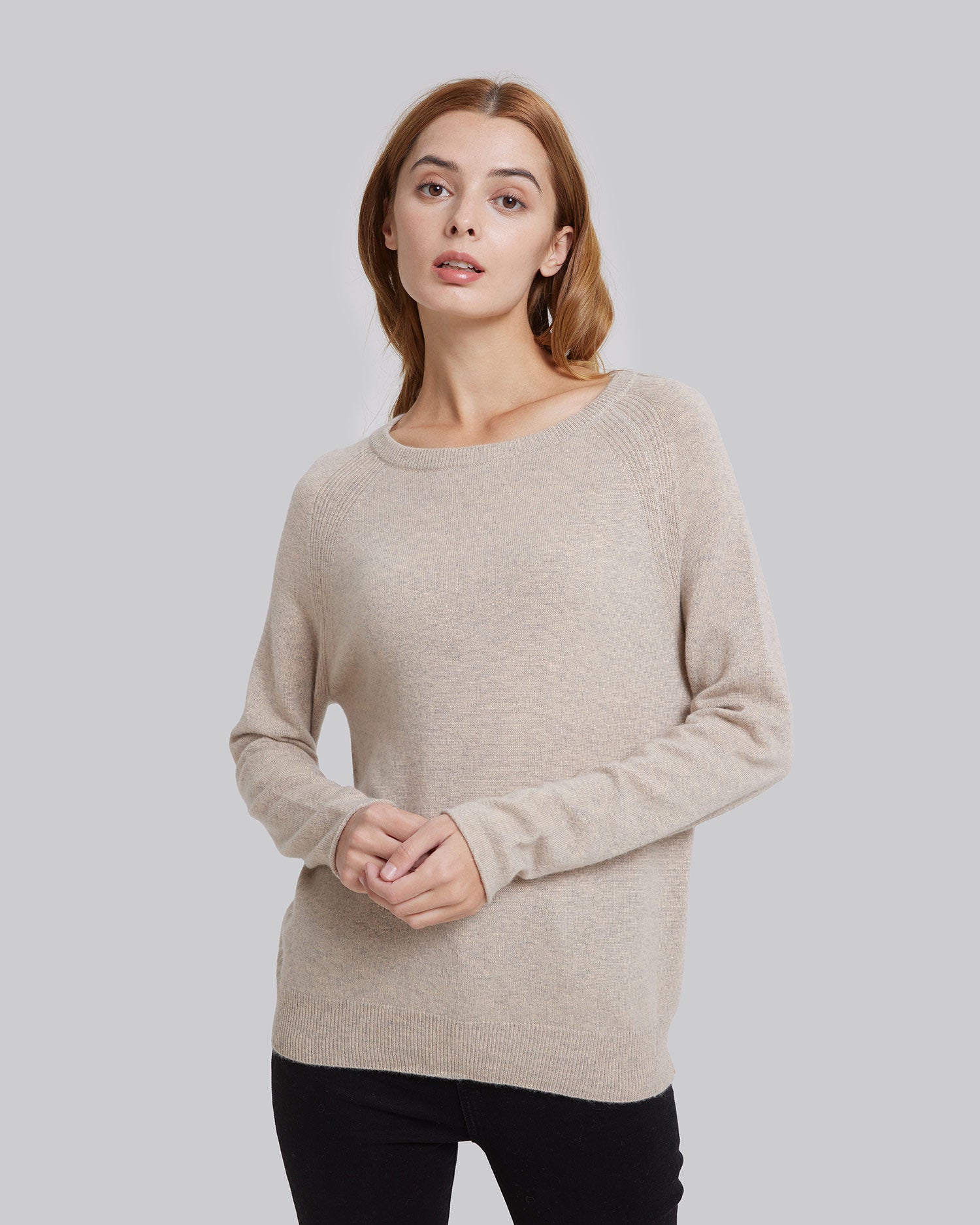 Round-Neck Camel Hair Wool Blend Sweater image 1