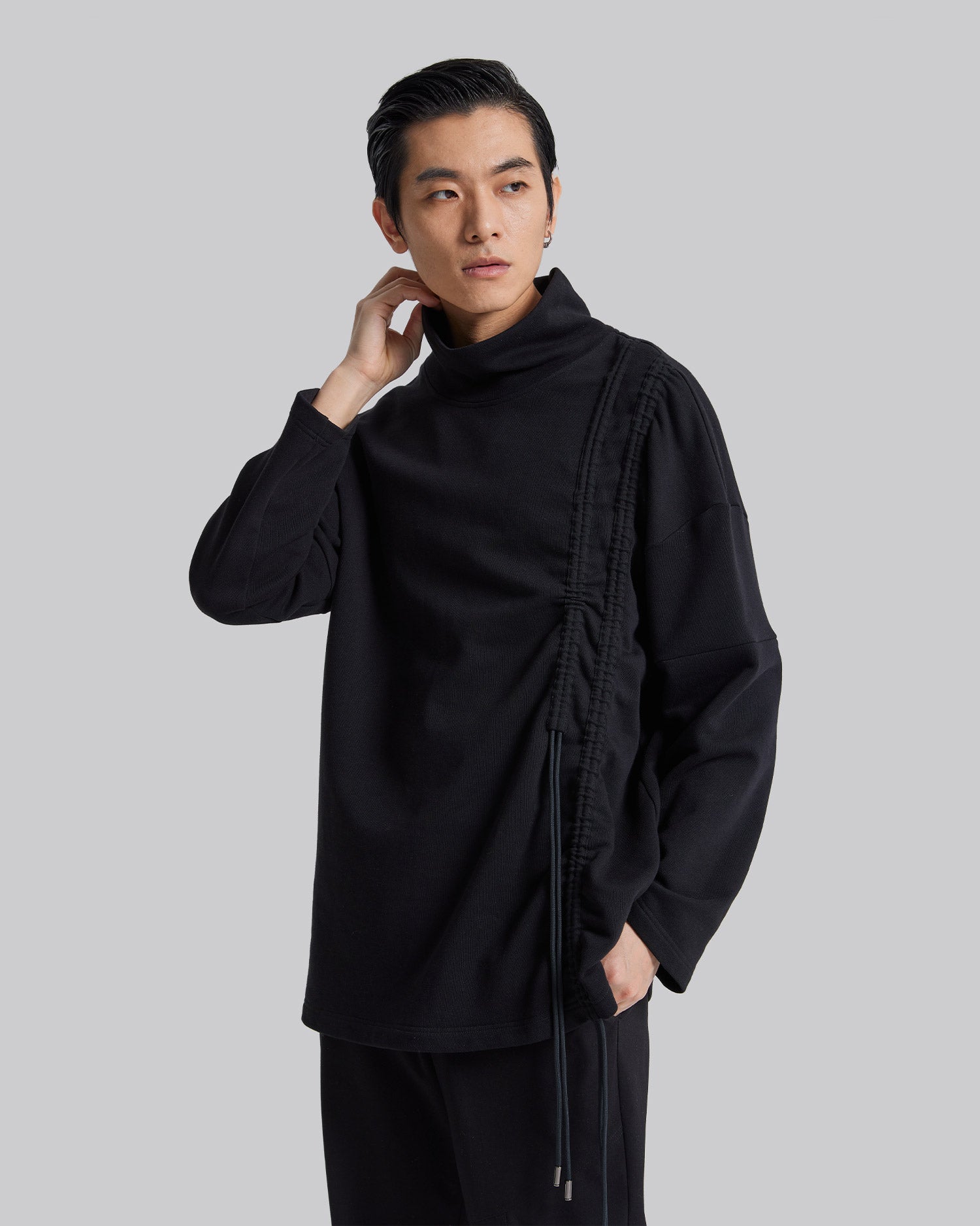 Cinched Side High-Neck Sweatshirt image 5