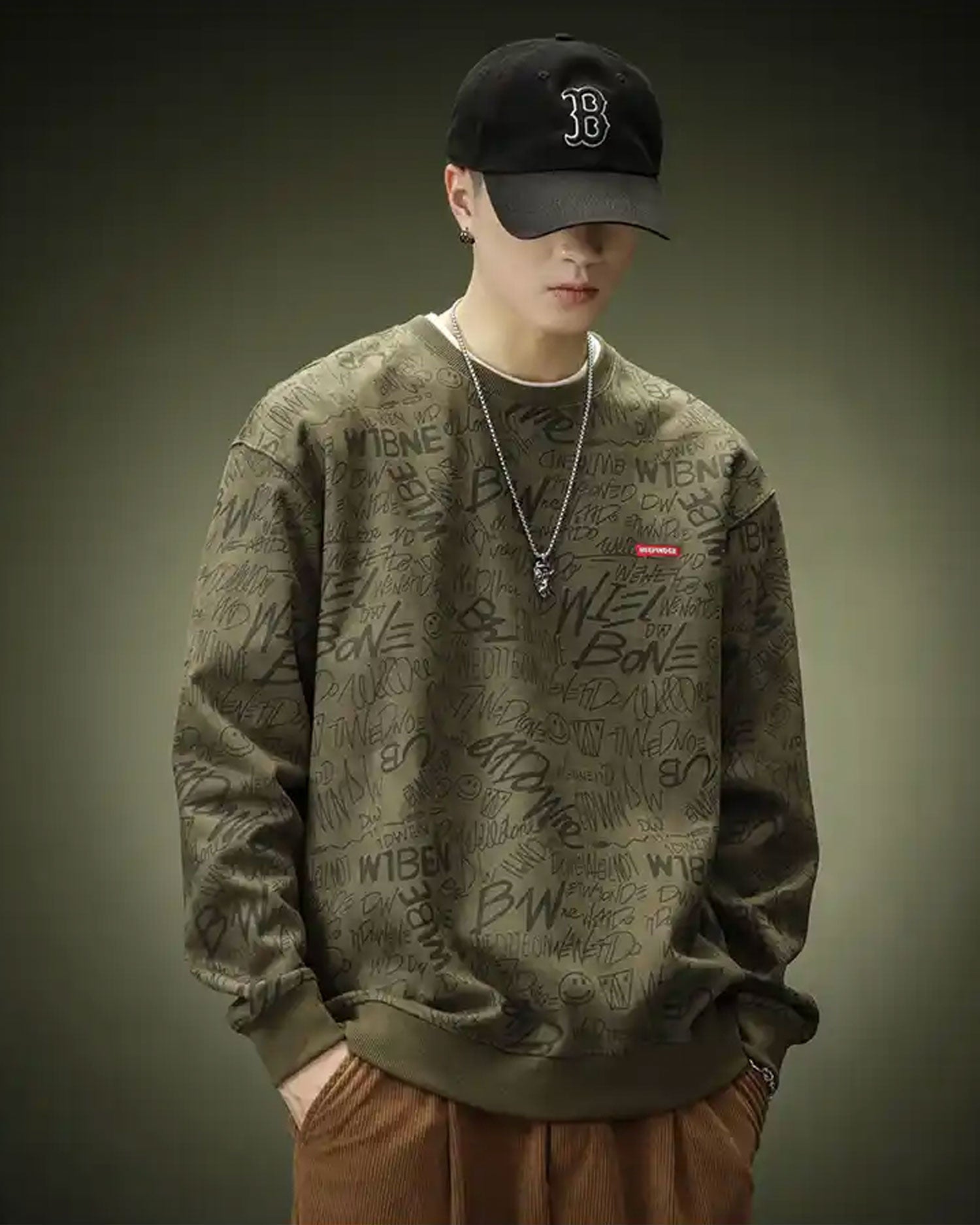 All Print Crewneck Sweatshirt - Crocodile, 5XL image