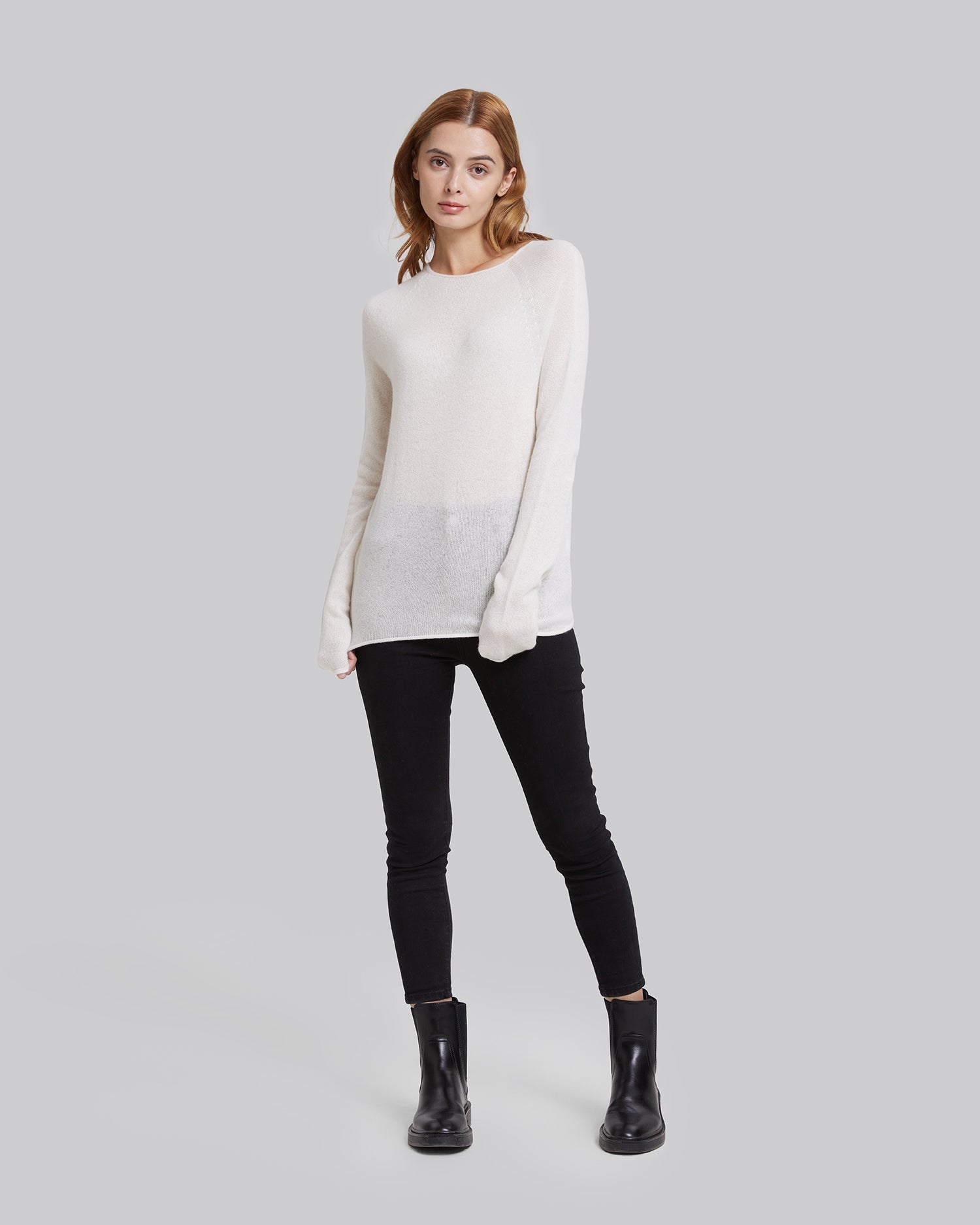 Lightweight Cashmere Sweater - Ivory, L image