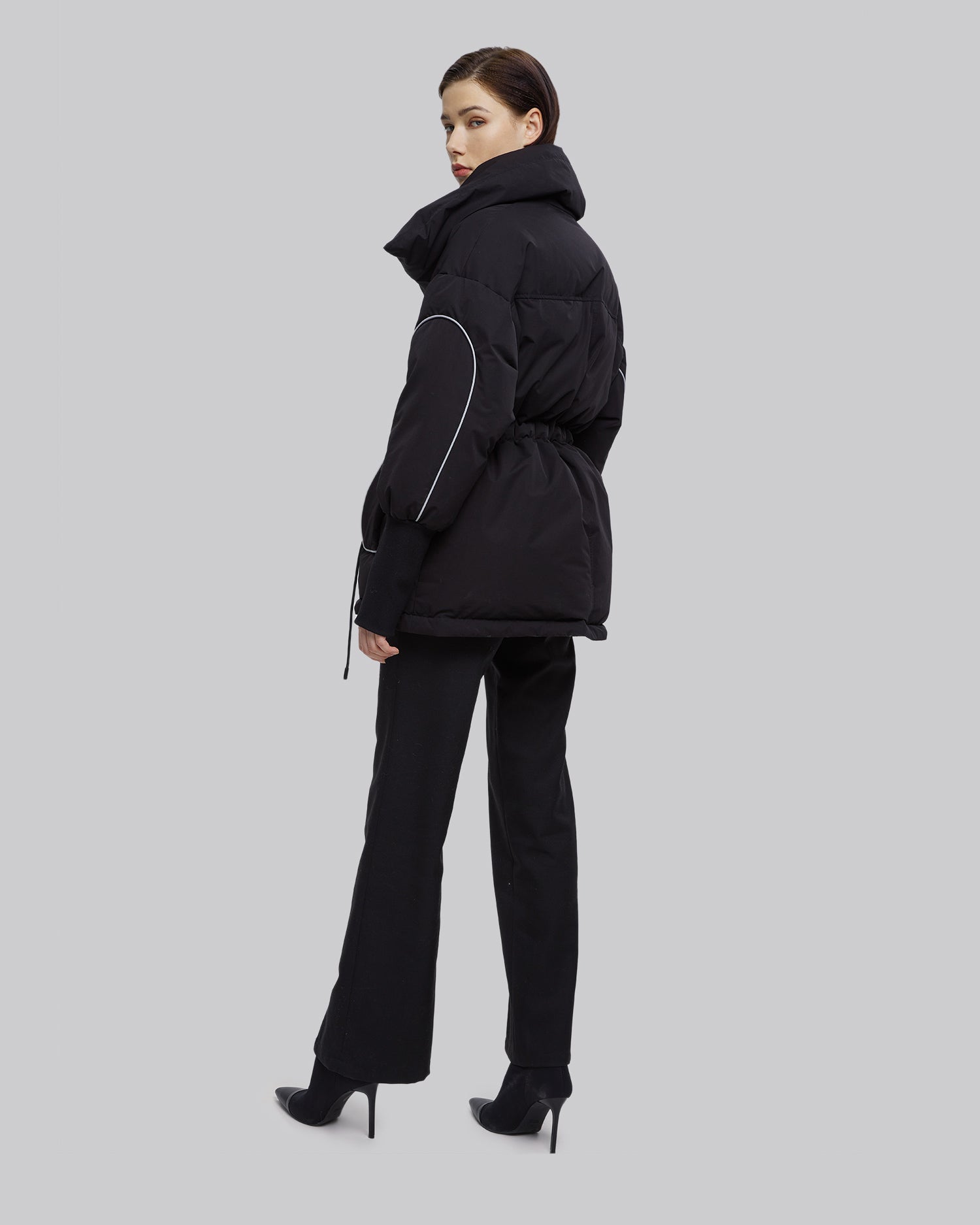 Reflective Large Collar Puffer Jacket image 3