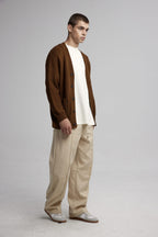 V-Neck Cardigan with Pockets - Brown, S image