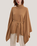 100% Wool Wide-Sleeve Belted Sweater - Camel, OS image
