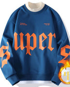 Fleece Lined Crewneck Sweatshirt - Dark Blue, 4XL image