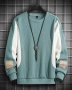 Contrast Crewneck Sweatshirt - Turquoise, 4XL image