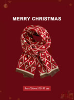 Soft &amp; Warm knitted Christmas scarf - Red, OS image