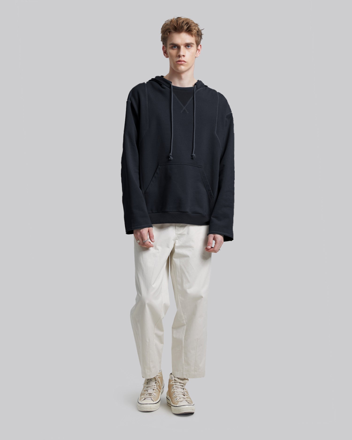 Geometric Detail Sweatshirt - Dark Blue, M image