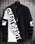 Misplaced Hem Crewneck Sweatshirt - Black White, XL image