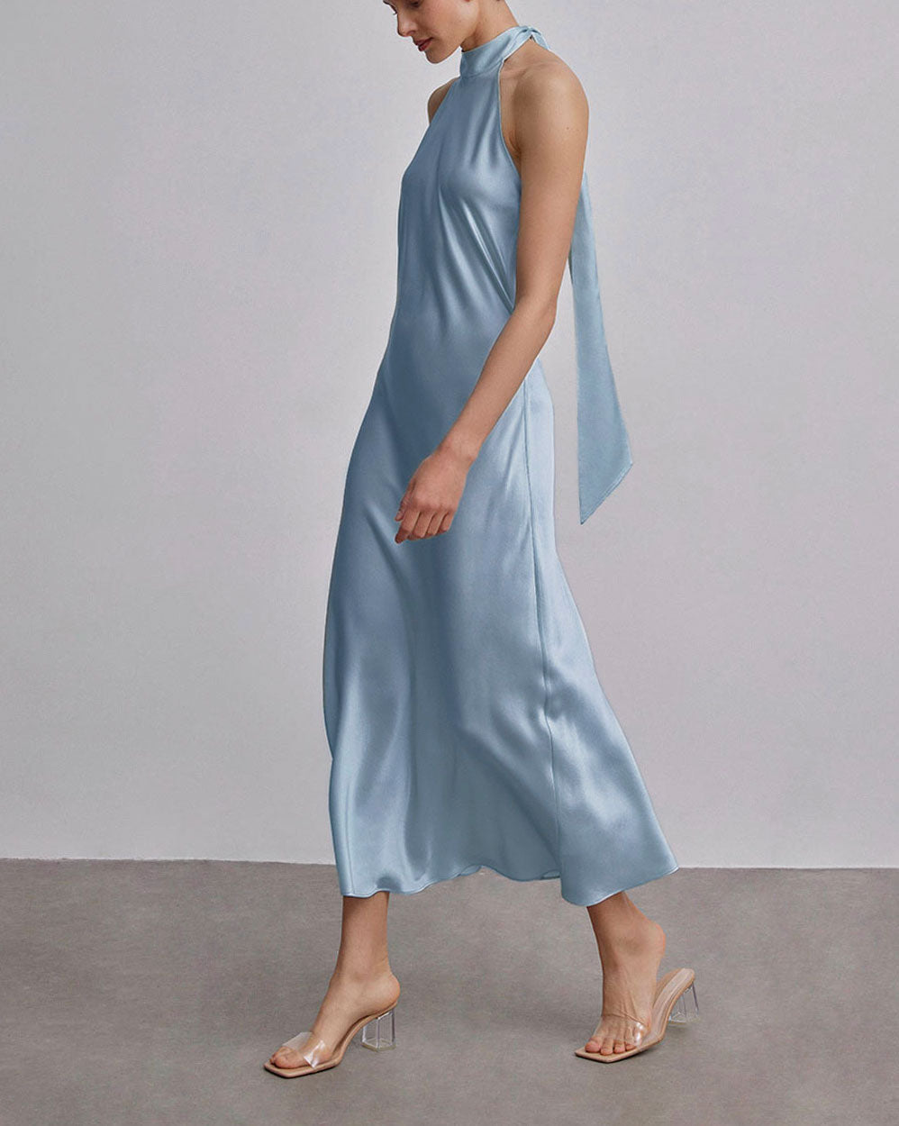 Halterneck Silk Maxi Dress image 2