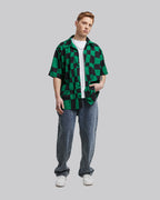 Irregular Checkered Shirt - DarkCyan, XL image