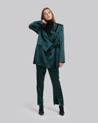 Front Slit Wide-Leg Trousers - Dark Green, S image