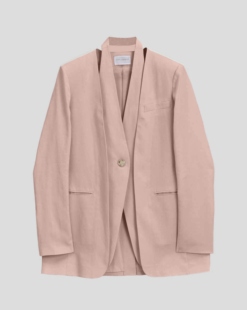 1 × Linen Layered Blazer - Baby Pink, L image
