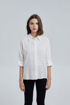 Loose-Fit Classic Short-Sleeve Shirt - White, L image
