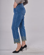 Womens Chic Embroidered Jeans image 1