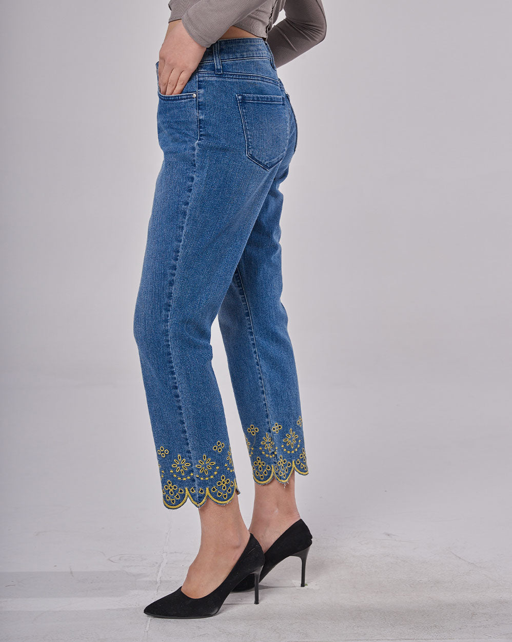Womens Chic Embroidered Jeans image 1