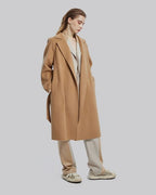 Long Notched Lapel Wrap Coat image 1