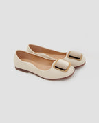 Square Buckle Flat Shoes - Ecru White, 8 image