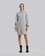 High Neck Casual Sweater Dress - Grey, L image