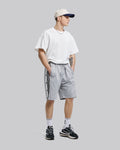Track-Shorts with Buttoned &amp;Striped Sides - Gray, S image