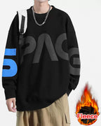 Fleece Lined Letter Sweatshirt - Black, XL image