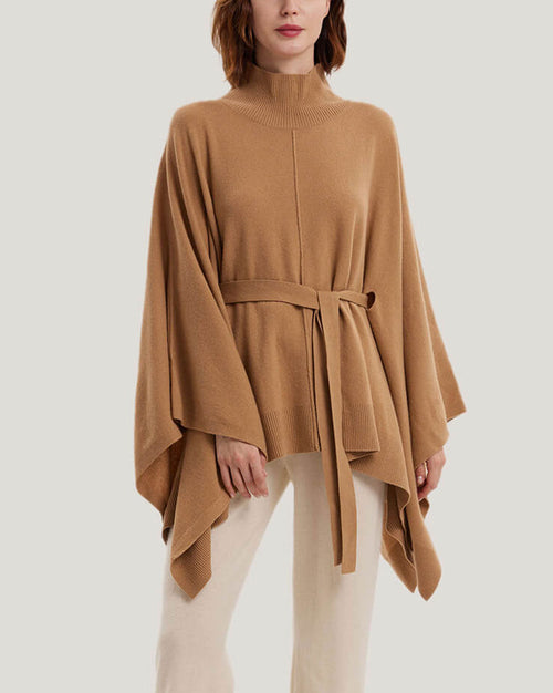 100% Wool Wide-Sleeve Belted Sweater image 1