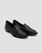 Pointed-Toe Penny Flat Shoes - Black, 6 image