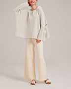Pure Cashmere Batwing Sleeve Crew Sweater - Cloud, M image