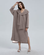 Lounge Dress With Hooded Scarf - Gray Cloud, XL image