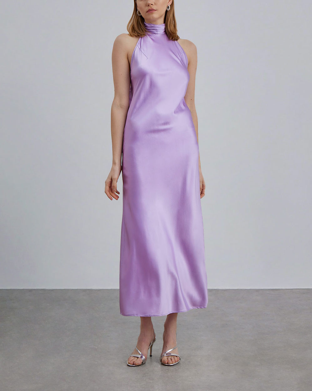 Sleeveless Cocktail Silk Maxi Dress - Lavender, S image