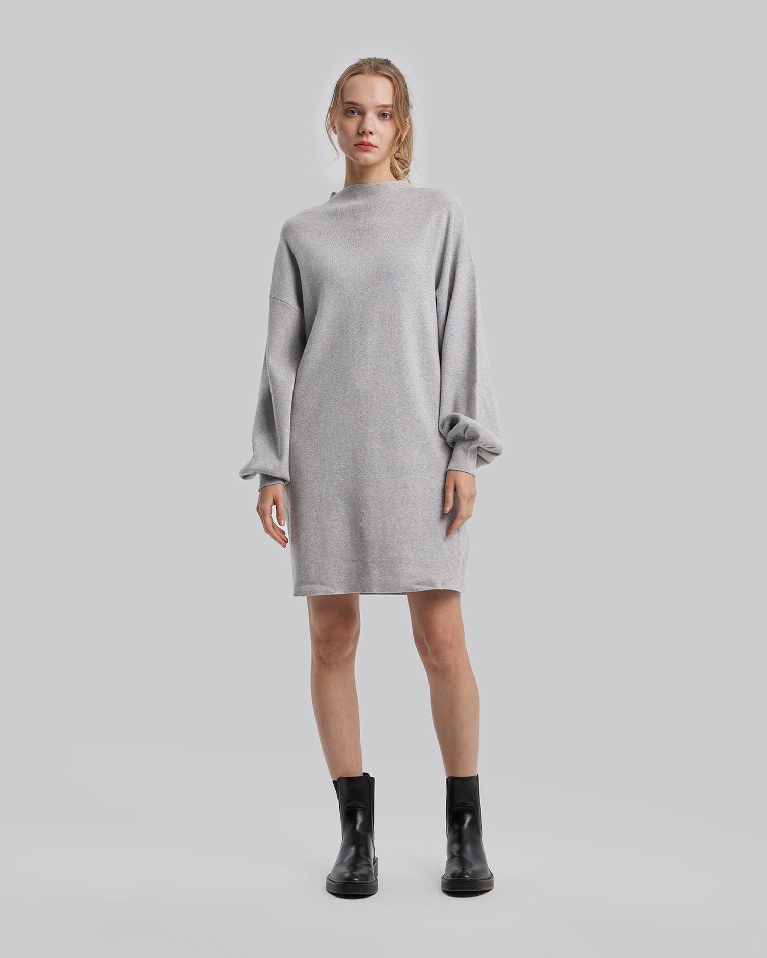 High Neck Casual Sweater Dress image 2