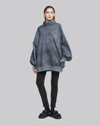 Tie-Dye Balloon Sleeve Turtleneck Sweatshirt - Dark Night, XS image