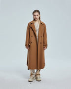 Double Breasted Wool Coat - Camel, M image