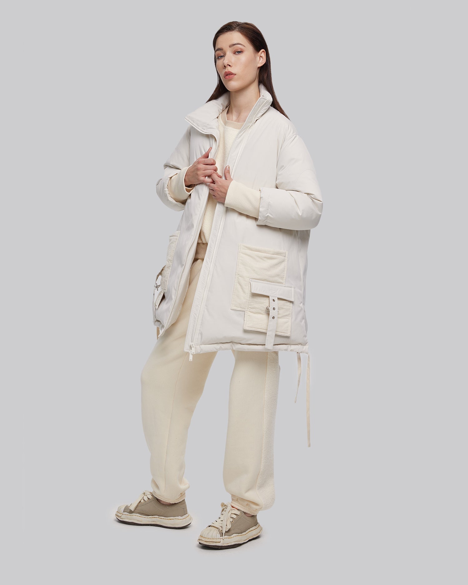 Layered Pocket High Collar Puffer Jacket image 2