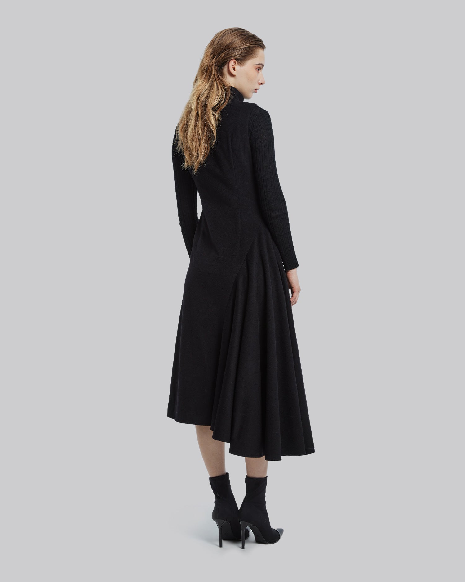Black Asymmetric Wool Dress image 3