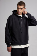 Half-Zippered Paneled Hoodie image 1