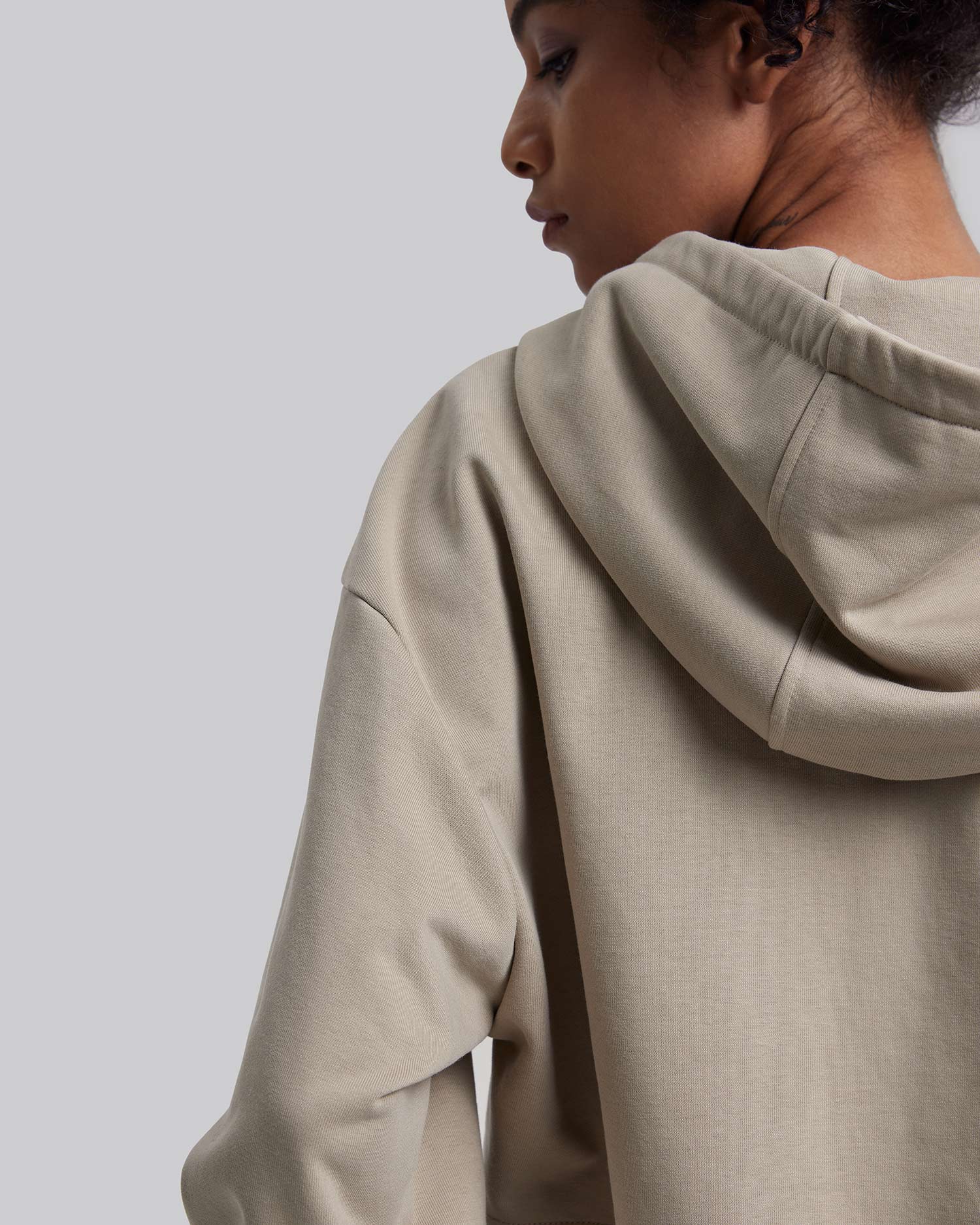 Cropped Hoodie in Khaki image 3