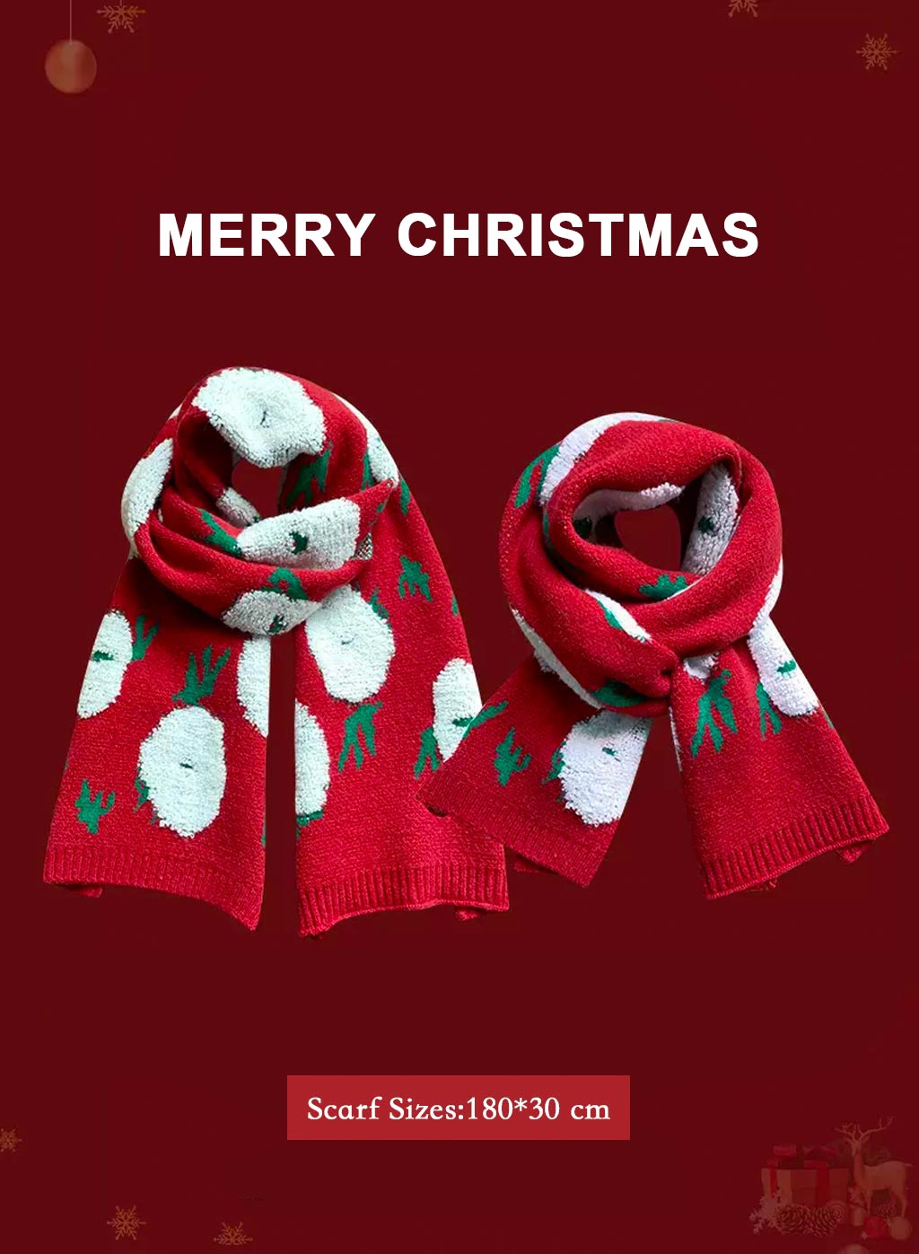 Soft &amp; Warm knitted Christmas scarf - Scarlet Red, OS image