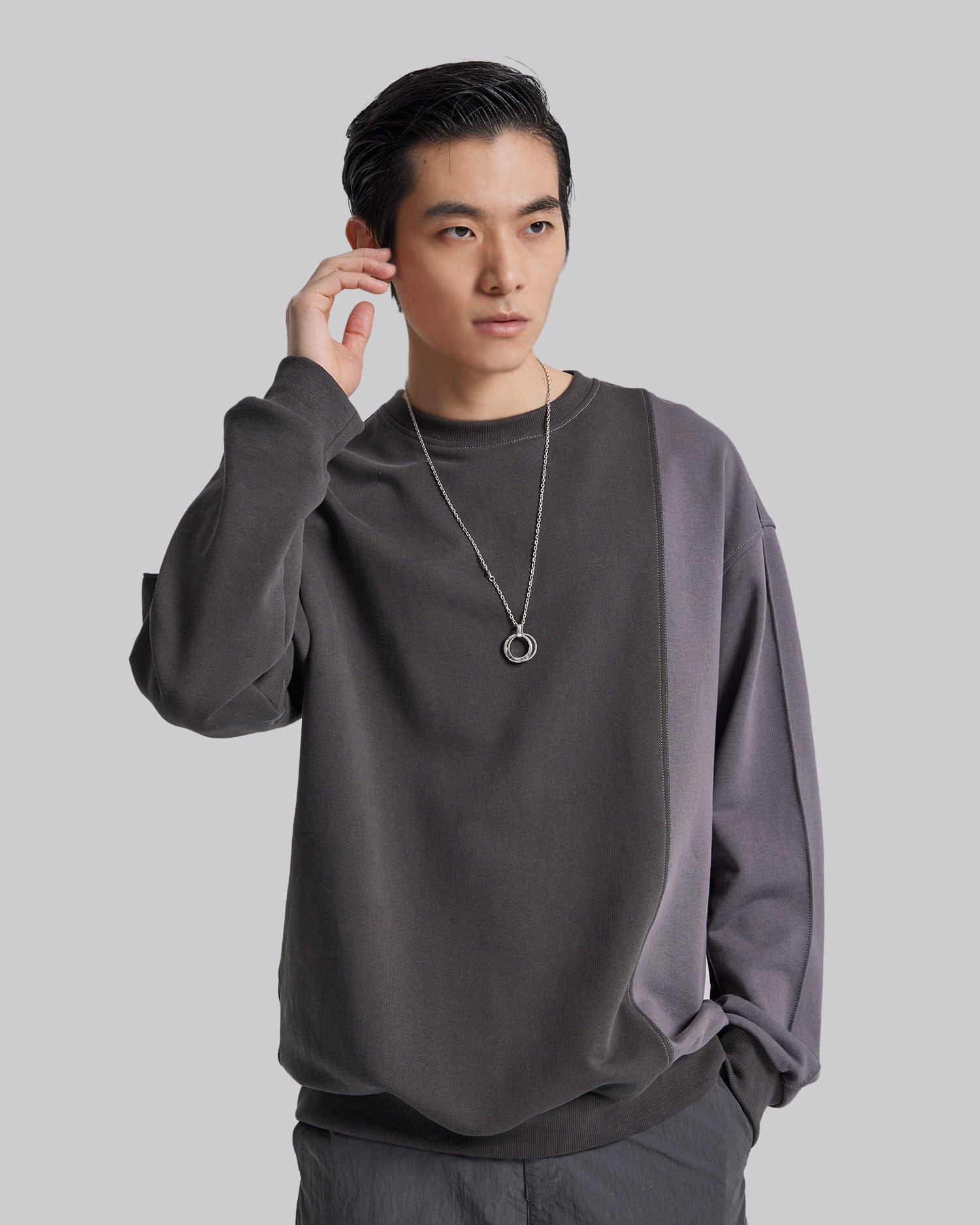 Half Paneled Two-Tone Sweatshirt image 1