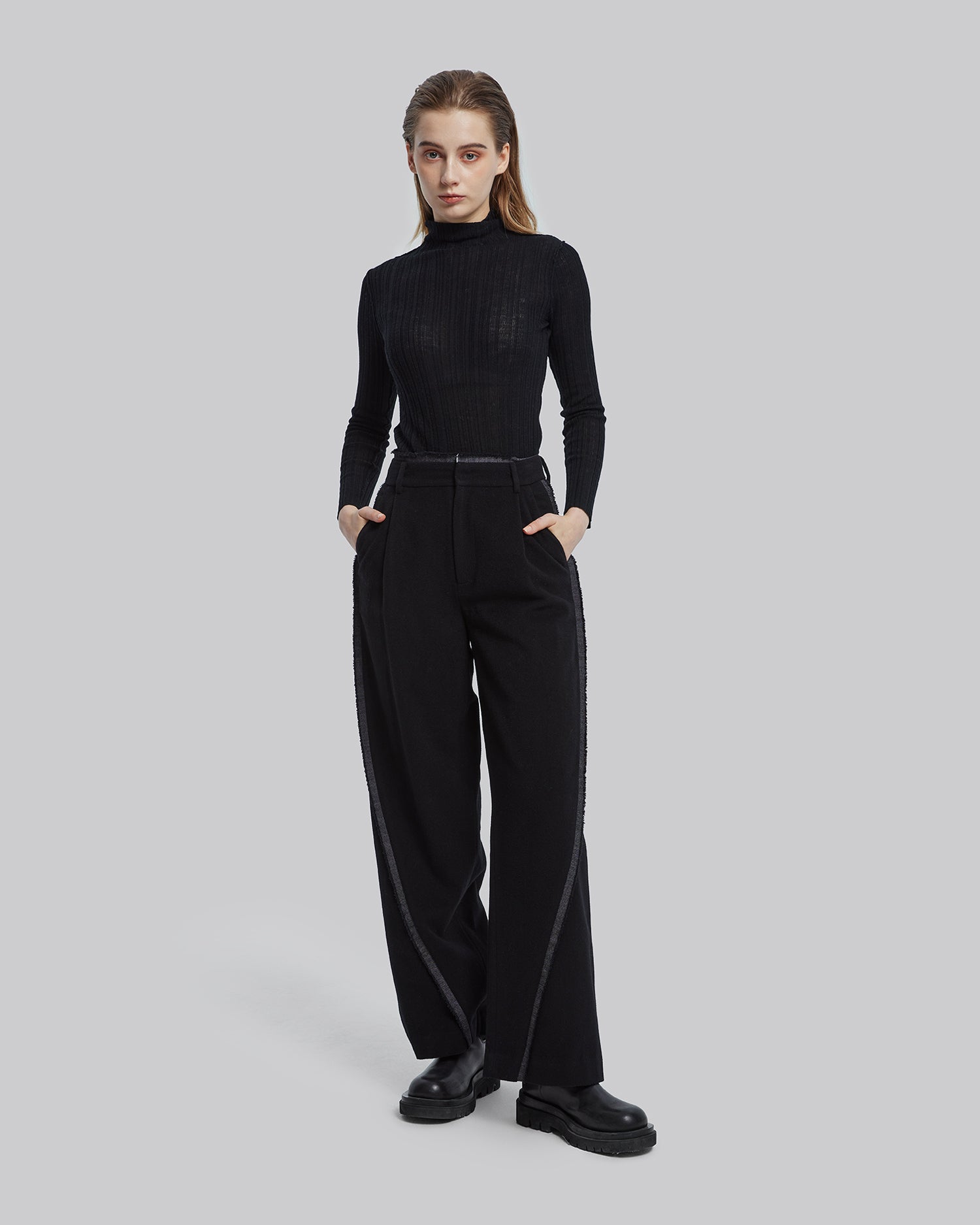 Wide-Leg Panel Wool Pants image 1
