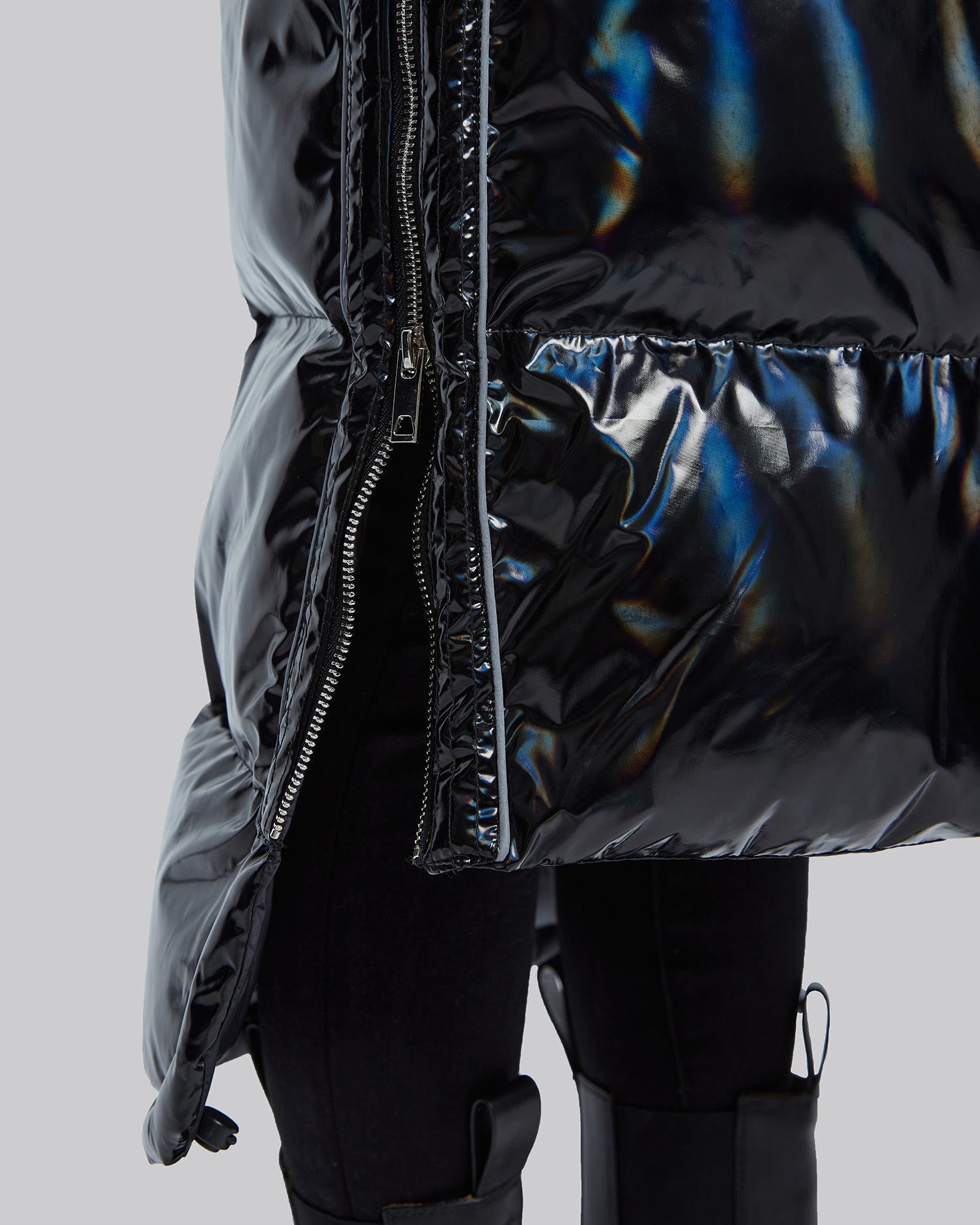 Long Puffer Jacket with Adjustable Waistline image 5