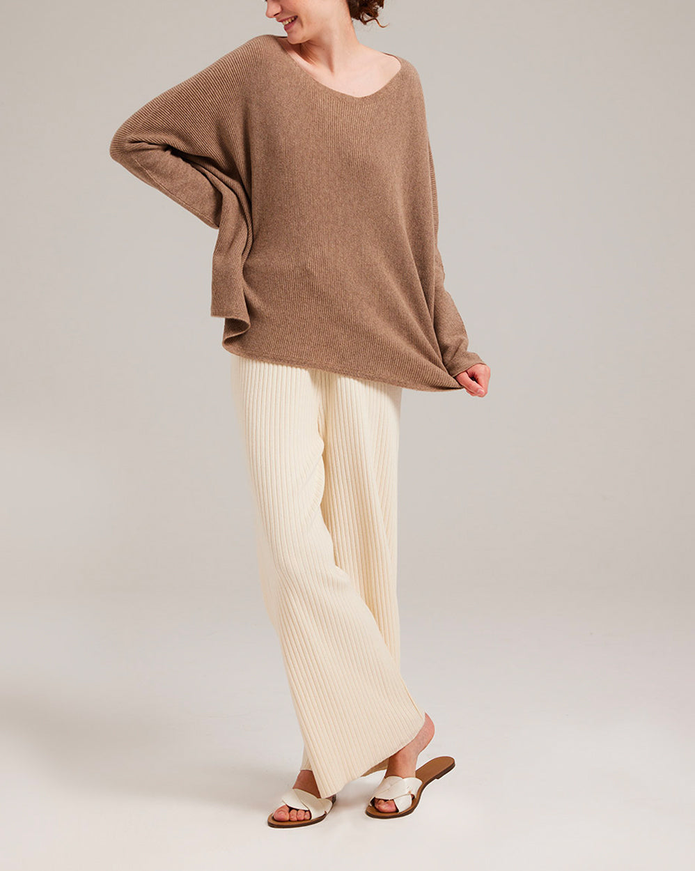 Pure Cashmere Batwing Sleeve Crew Sweater - Peanut Butter, XL image
