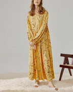 Pattern Print Relaxed Maxi Dress - Yellow Track, S image