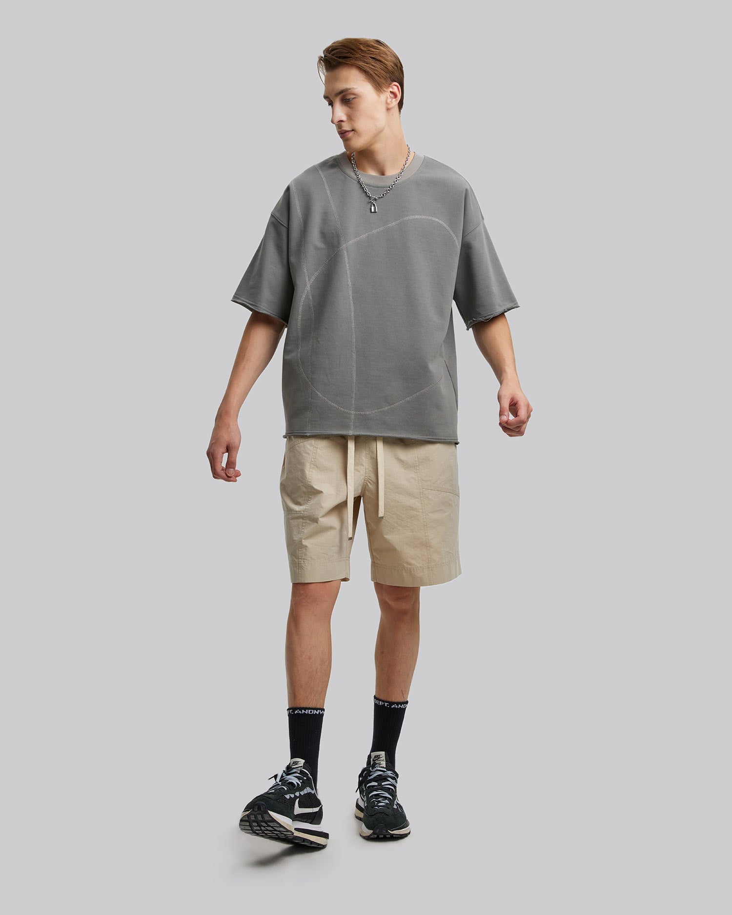 Stitch-Patterned Raw-Edge Tee image 2