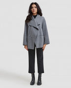 Flare Sleeved Cashmere Coat - Grey, L image