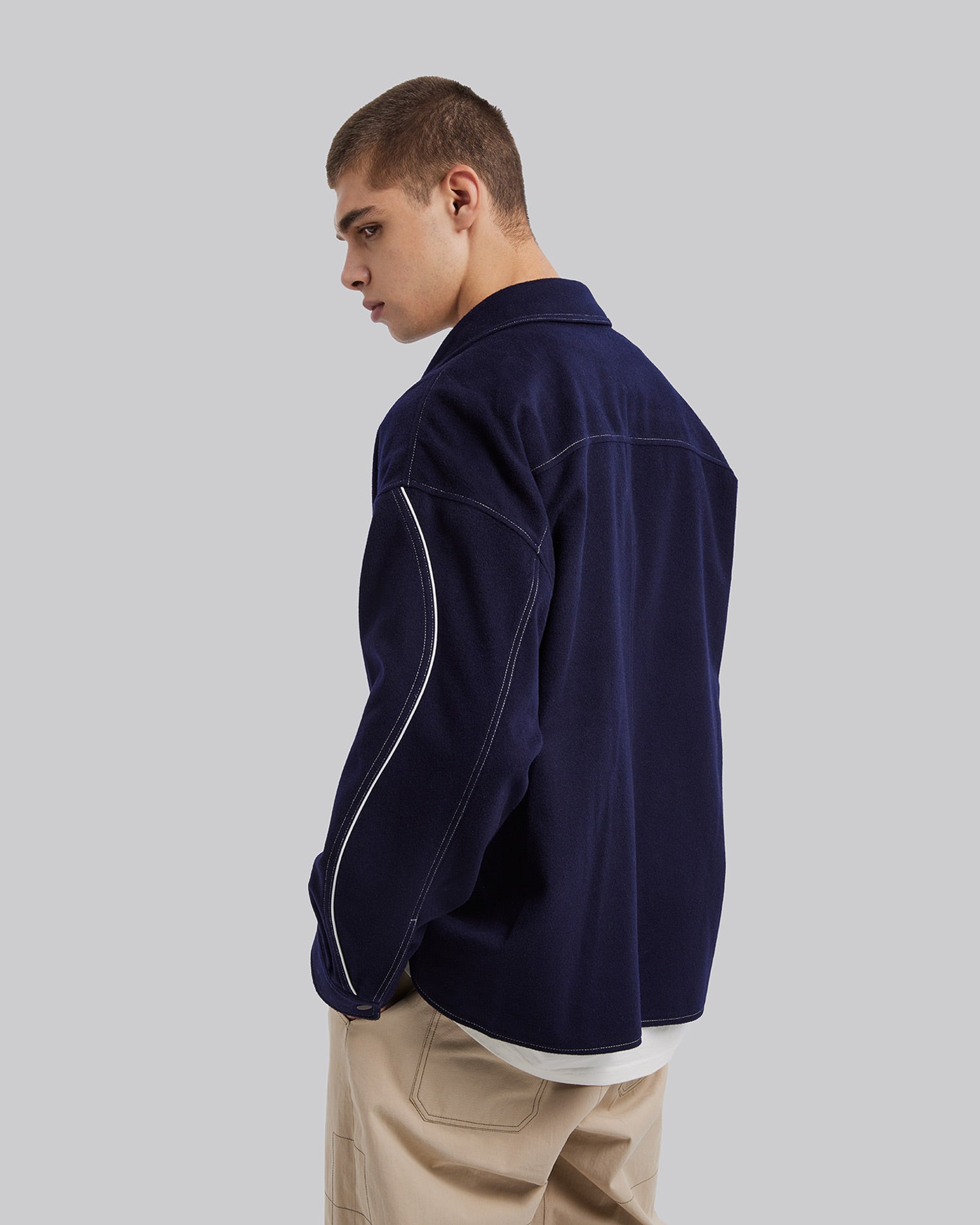 Blue Contrast Line Overshirt image 3